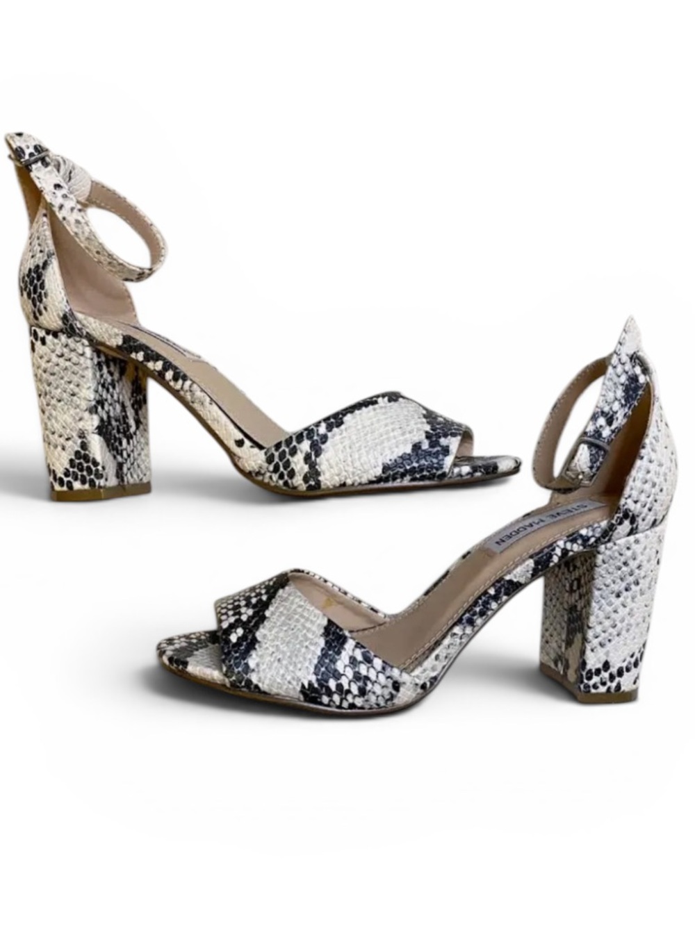 Steve Madden Mirna  Snake-Print Ankle Strap Heels Size 9.5